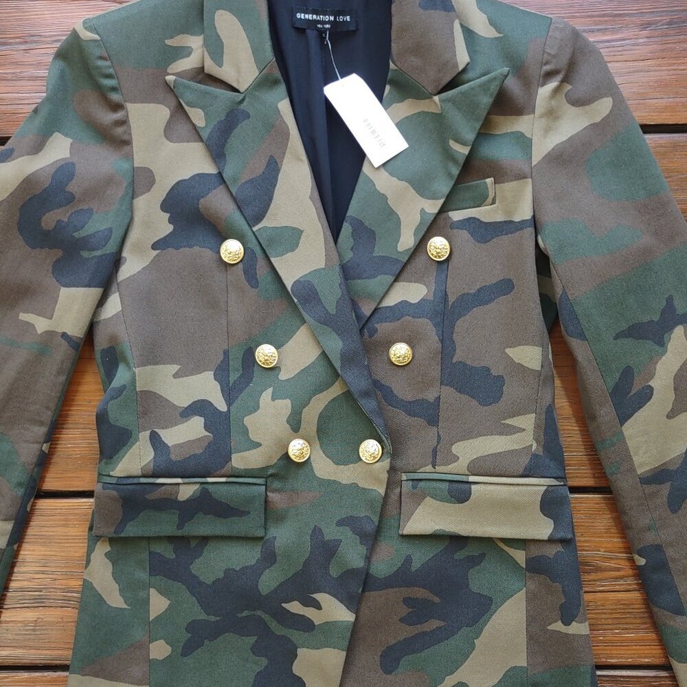 NWT Generation Love Camo Blazer Edgy Military-Inspo Utility Luxe  Size XS - Picture 11 of 15